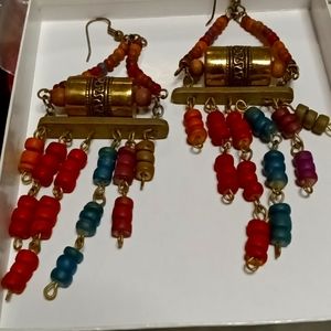 Wooden Chandelier Style Earrings